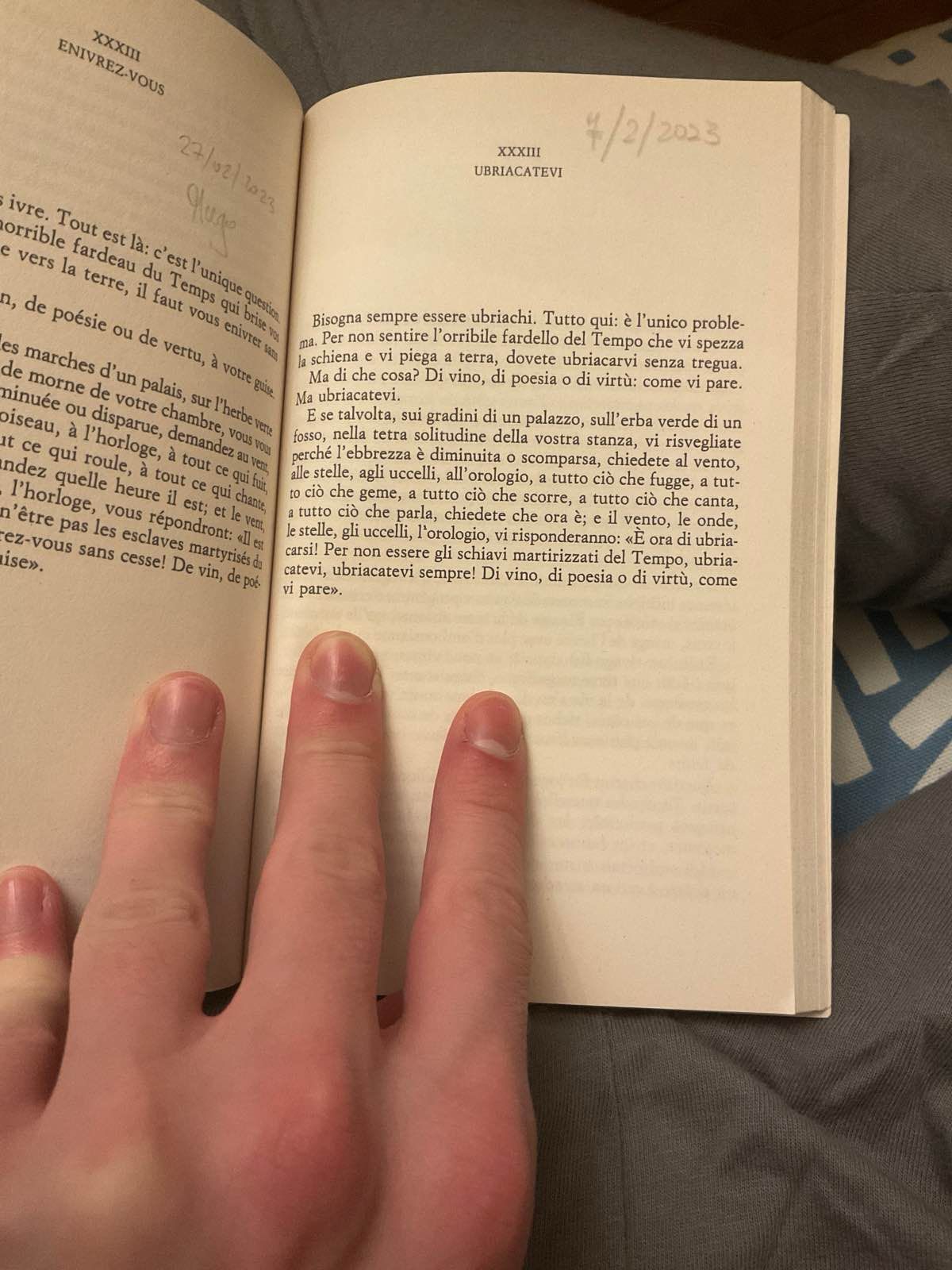Pagina di Ubriacatevi di Baudelaire